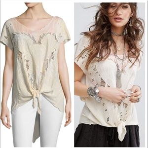 Free People NWT Light Yellow & Pink Wrap up Tunic